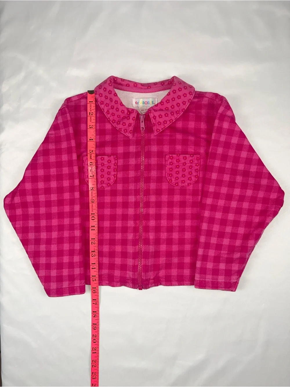 Gymboree (XL) 1990s Pink Plaid Gingham Zip-Up Rainbow Tag Vintage Jacket